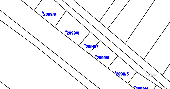 Parcela st. 2099/7 v KÚ Ždánice, Katastrální mapa