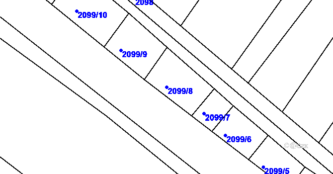 Parcela st. 2099/8 v KÚ Ždánice, Katastrální mapa