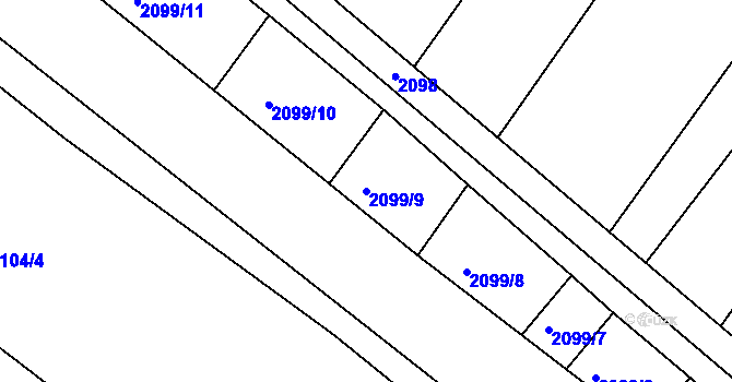 Parcela st. 2099/9 v KÚ Ždánice, Katastrální mapa