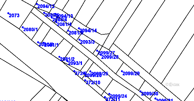 Parcela st. 2099/27 v KÚ Ždánice, Katastrální mapa