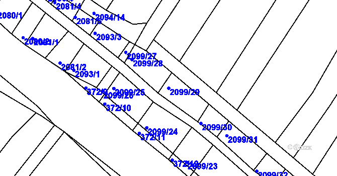 Parcela st. 2099/29 v KÚ Ždánice, Katastrální mapa