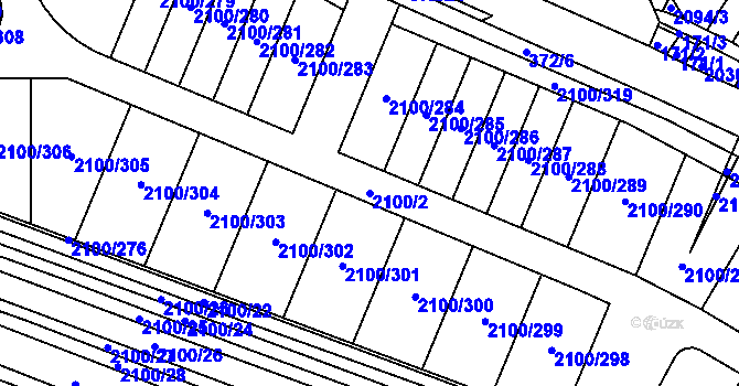 Parcela st. 2100/2 v KÚ Ždánice, Katastrální mapa