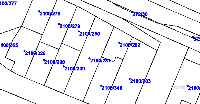 Parcela st. 2100/7 v KÚ Ždánice, Katastrální mapa