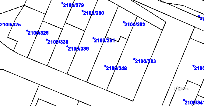Parcela st. 2100/9 v KÚ Ždánice, Katastrální mapa