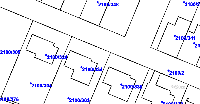 Parcela st. 2100/15 v KÚ Ždánice, Katastrální mapa