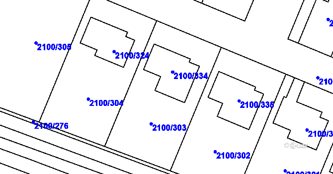Parcela st. 2100/18 v KÚ Ždánice, Katastrální mapa