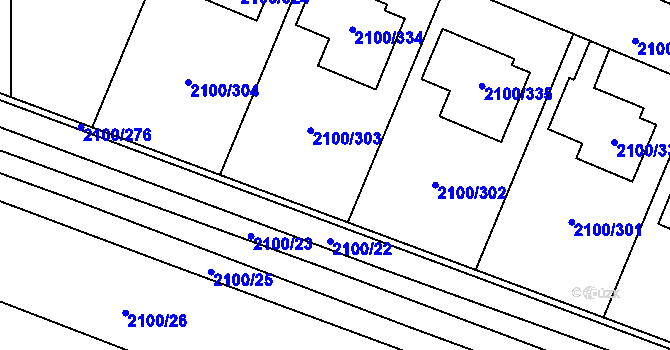 Parcela st. 2100/20 v KÚ Ždánice, Katastrální mapa