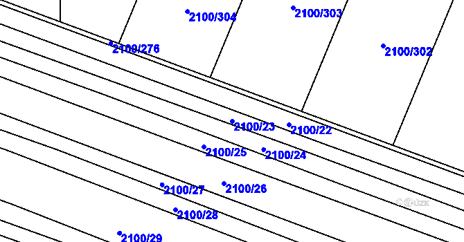 Parcela st. 2100/23 v KÚ Ždánice, Katastrální mapa
