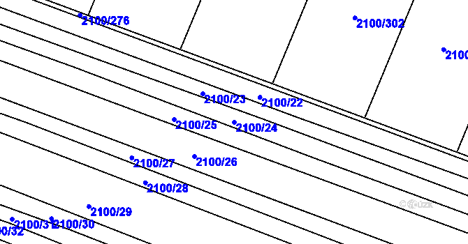 Parcela st. 2100/24 v KÚ Ždánice, Katastrální mapa