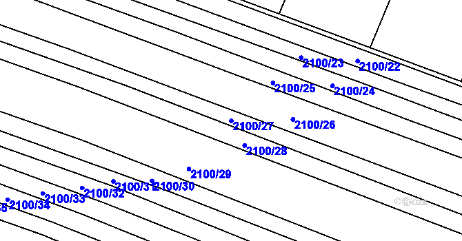 Parcela st. 2100/27 v KÚ Ždánice, Katastrální mapa