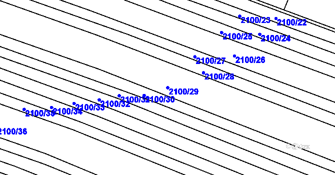 Parcela st. 2100/29 v KÚ Ždánice, Katastrální mapa
