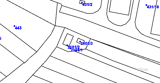 Parcela st. 2101/3 v KÚ Ždánice, Katastrální mapa