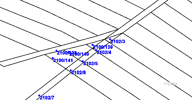 Parcela st. 2102/4 v KÚ Ždánice, Katastrální mapa