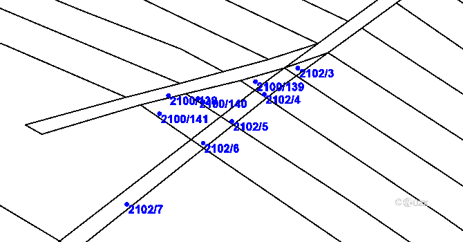 Parcela st. 2102/5 v KÚ Ždánice, Katastrální mapa