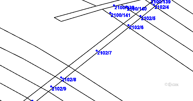 Parcela st. 2102/7 v KÚ Ždánice, Katastrální mapa
