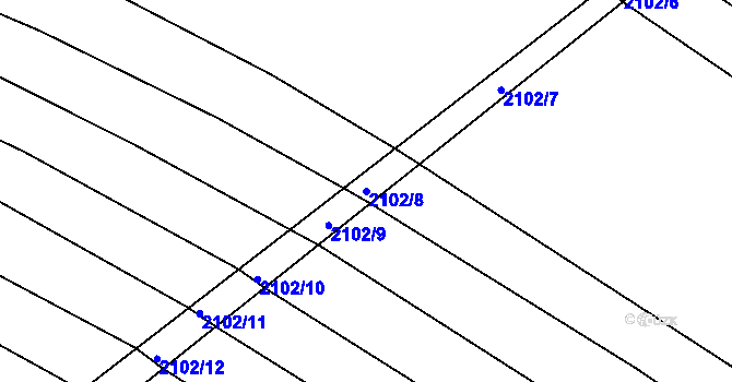 Parcela st. 2102/8 v KÚ Ždánice, Katastrální mapa