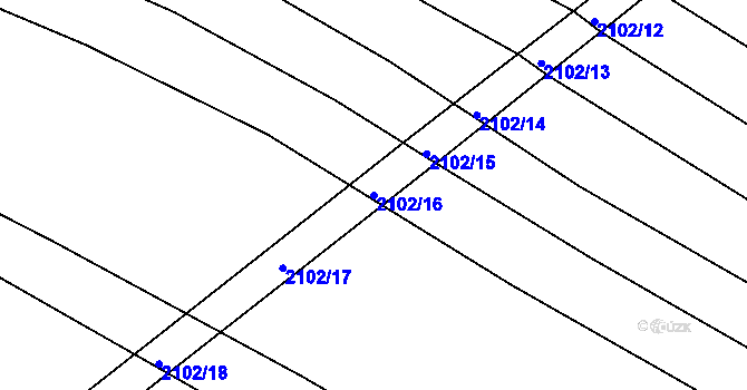 Parcela st. 2102/16 v KÚ Ždánice, Katastrální mapa