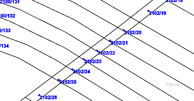 Parcela st. 2102/22 v KÚ Ždánice, Katastrální mapa