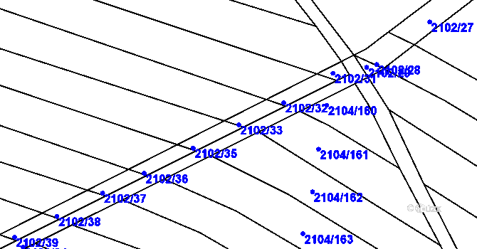 Parcela st. 2102/33 v KÚ Ždánice, Katastrální mapa