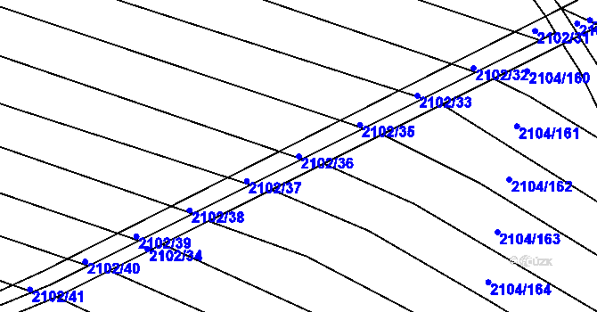 Parcela st. 2102/36 v KÚ Ždánice, Katastrální mapa