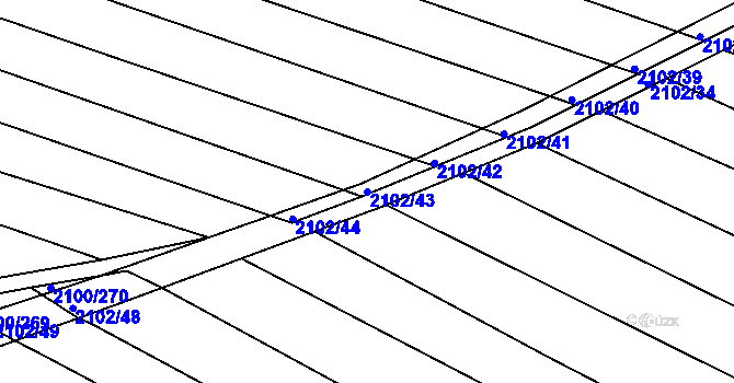 Parcela st. 2102/43 v KÚ Ždánice, Katastrální mapa