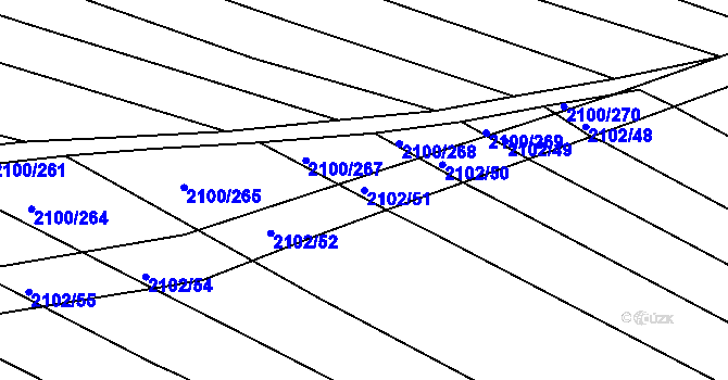 Parcela st. 2102/51 v KÚ Ždánice, Katastrální mapa