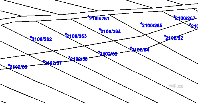 Parcela st. 2102/55 v KÚ Ždánice, Katastrální mapa