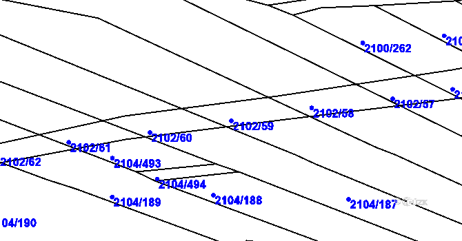 Parcela st. 2102/59 v KÚ Ždánice, Katastrální mapa