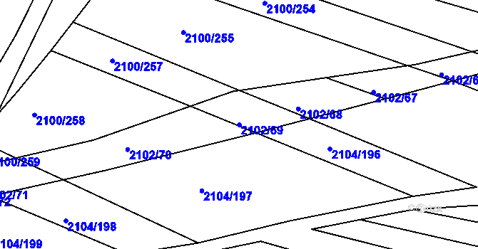 Parcela st. 2102/69 v KÚ Ždánice, Katastrální mapa