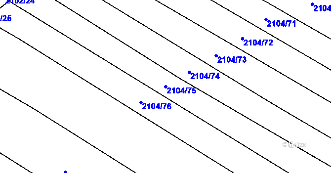Parcela st. 2104/75 v KÚ Ždánice, Katastrální mapa