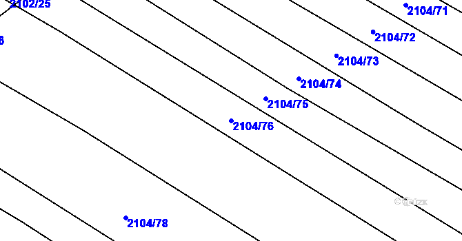 Parcela st. 2104/76 v KÚ Ždánice, Katastrální mapa