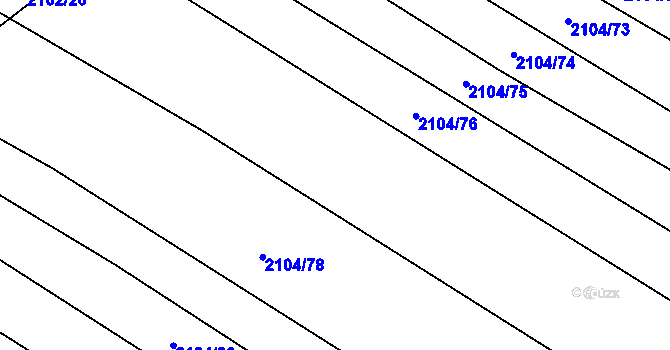 Parcela st. 2104/77 v KÚ Ždánice, Katastrální mapa