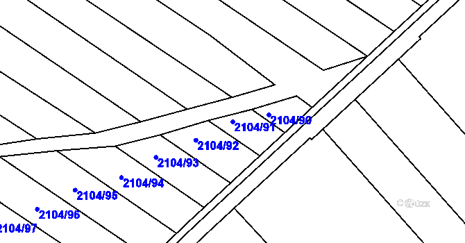 Parcela st. 2104/91 v KÚ Ždánice, Katastrální mapa