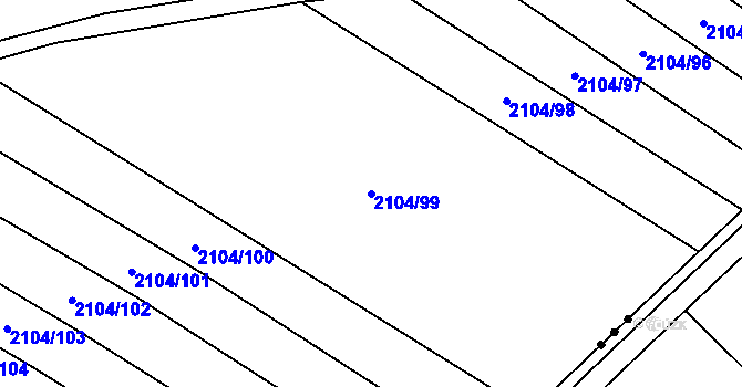 Parcela st. 2104/99 v KÚ Ždánice, Katastrální mapa