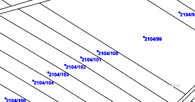 Parcela st. 2104/100 v KÚ Ždánice, Katastrální mapa