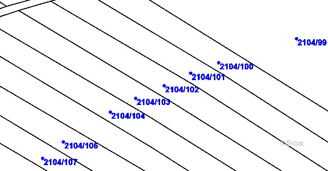 Parcela st. 2104/102 v KÚ Ždánice, Katastrální mapa
