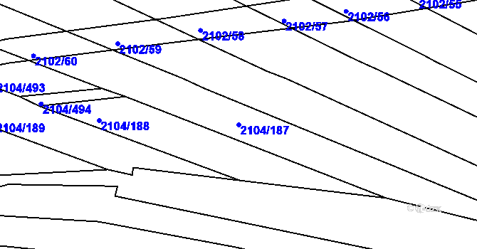 Parcela st. 2104/187 v KÚ Ždánice, Katastrální mapa