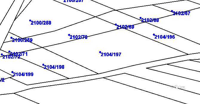 Parcela st. 2104/197 v KÚ Ždánice, Katastrální mapa