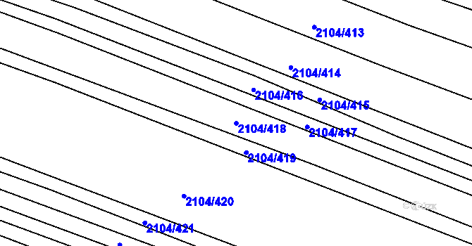 Parcela st. 2104/418 v KÚ Ždánice, Katastrální mapa