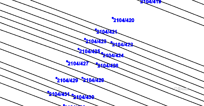 Parcela st. 2104/424 v KÚ Ždánice, Katastrální mapa