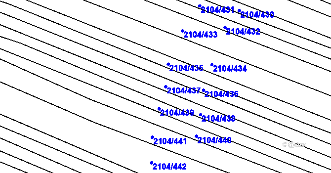 Parcela st. 2104/437 v KÚ Ždánice, Katastrální mapa