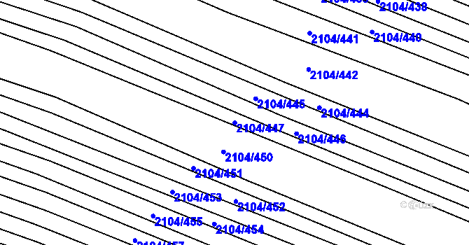 Parcela st. 2104/447 v KÚ Ždánice, Katastrální mapa