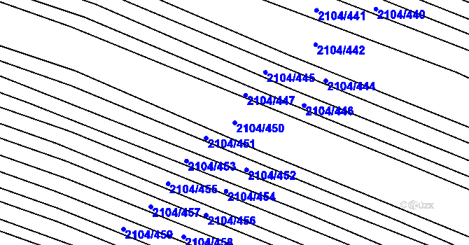 Parcela st. 2104/450 v KÚ Ždánice, Katastrální mapa