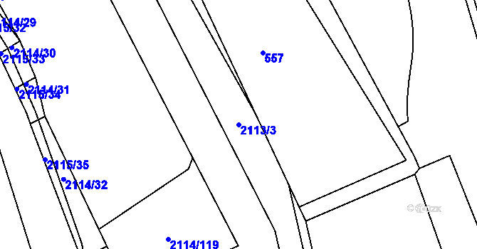 Parcela st. 2113/3 v KÚ Ždánice, Katastrální mapa