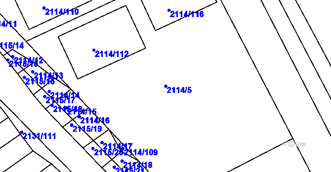 Parcela st. 2114/5 v KÚ Ždánice, Katastrální mapa