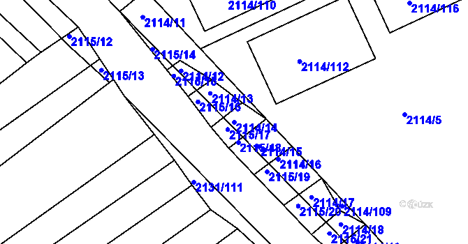 Parcela st. 2114/14 v KÚ Ždánice, Katastrální mapa