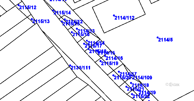 Parcela st. 2114/15 v KÚ Ždánice, Katastrální mapa