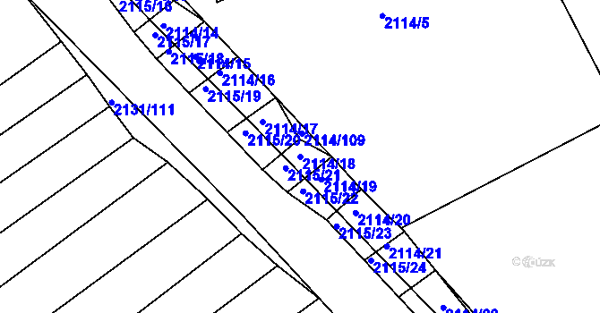 Parcela st. 2114/18 v KÚ Ždánice, Katastrální mapa