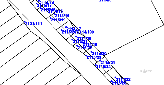 Parcela st. 2114/19 v KÚ Ždánice, Katastrální mapa