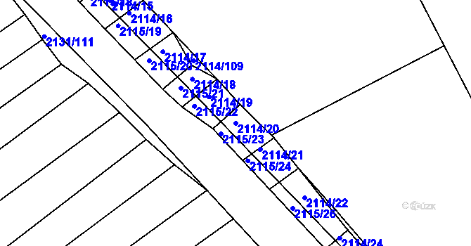 Parcela st. 2114/20 v KÚ Ždánice, Katastrální mapa